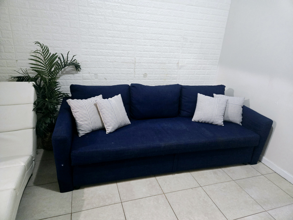 Navy Blue Sofa king size Bed