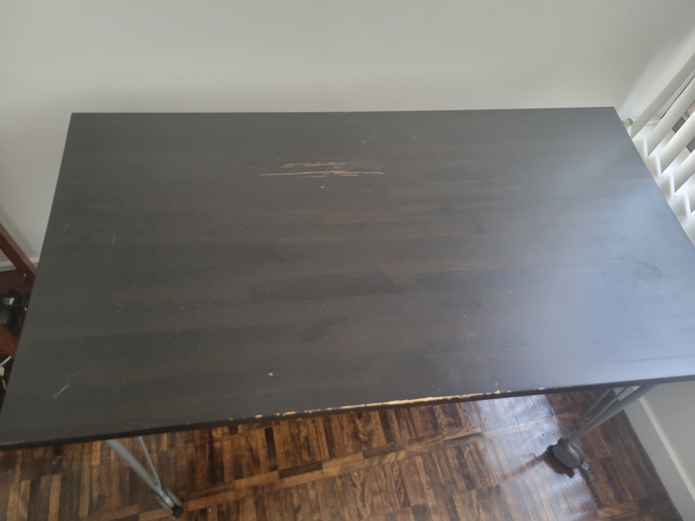 Dark Brown Desk with Metal Legs With Wheels - photo 4