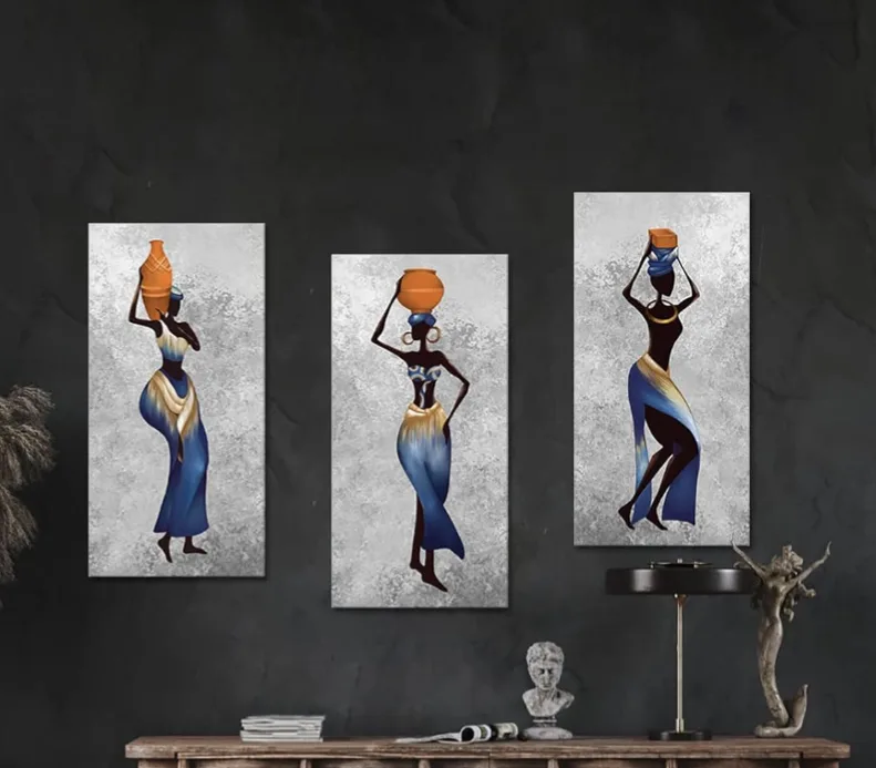 *NEW IN BOX* African Woman Triptych Canvas Wall Art image indicator(6)