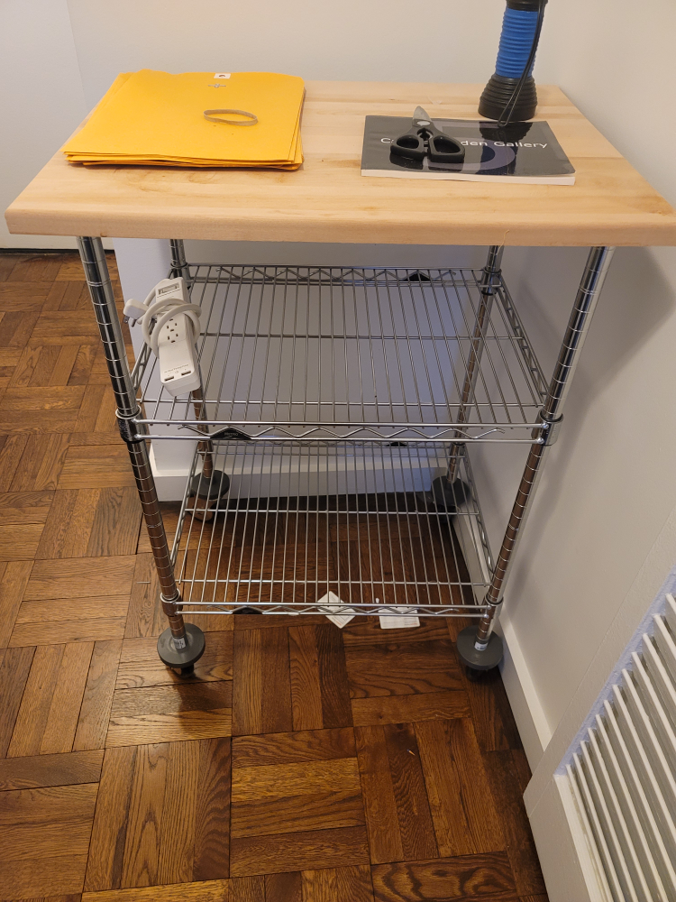 3-Tier Rolling Utility Cart with Wood Top