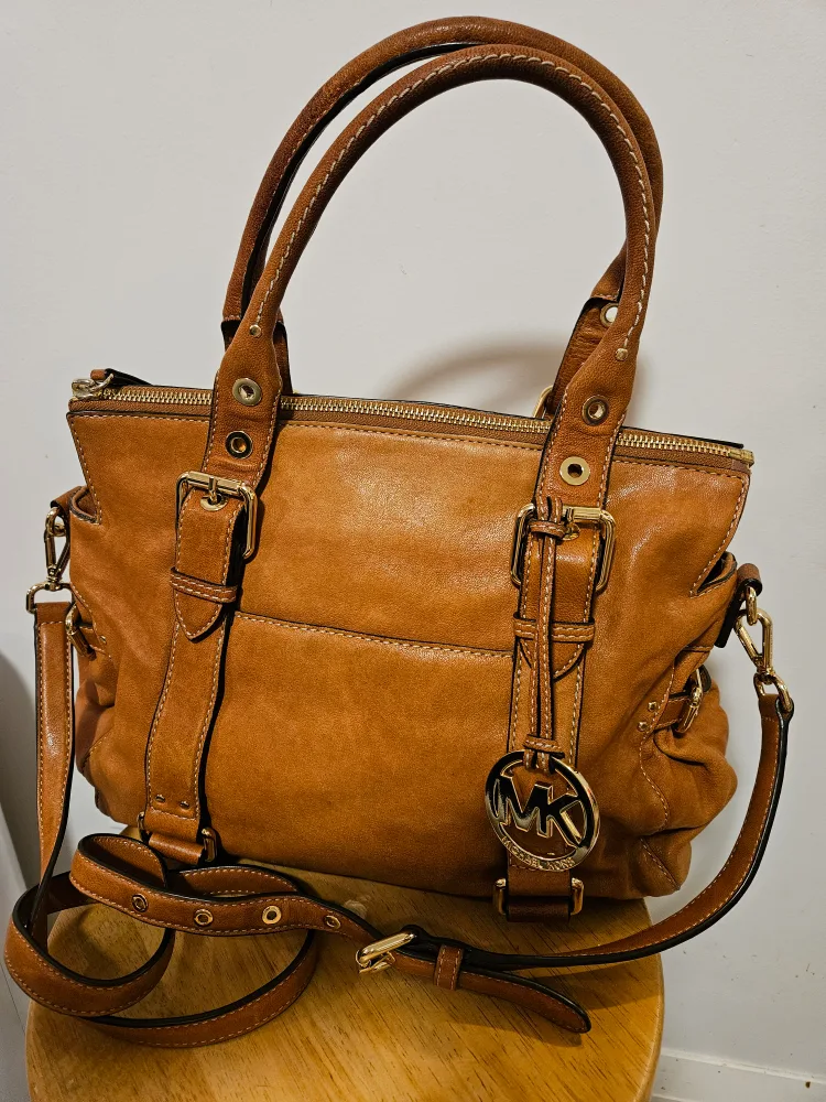 Michael Kors Light Brown Leather Satchel image indicator(2)