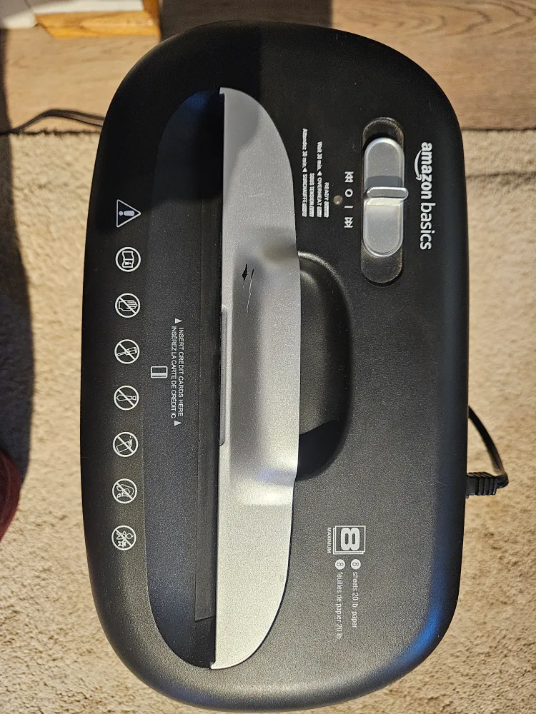 FREE PAPER SHREDDER - Amazon Basics 8-Sheet Cross-Cut Shredder image indicator(3)