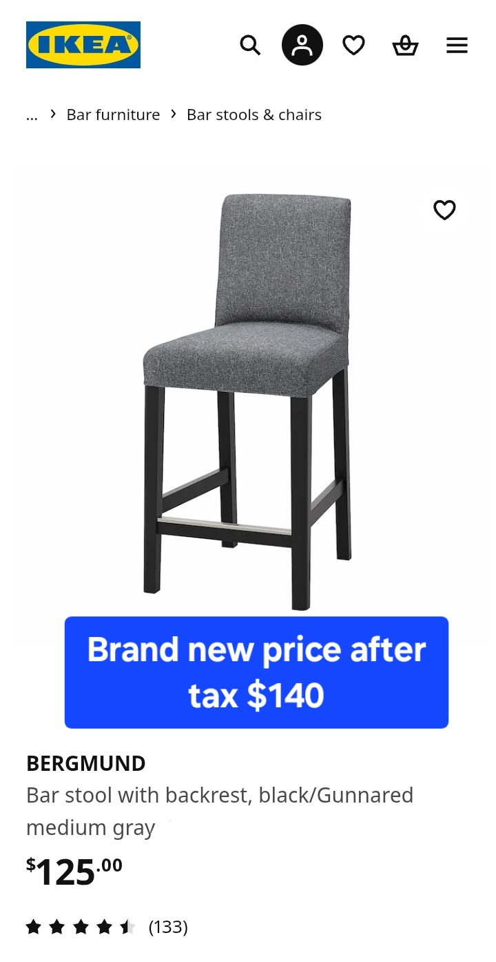 IKEA Counter stool, 76 cm, 30 inches seating height - photo 2