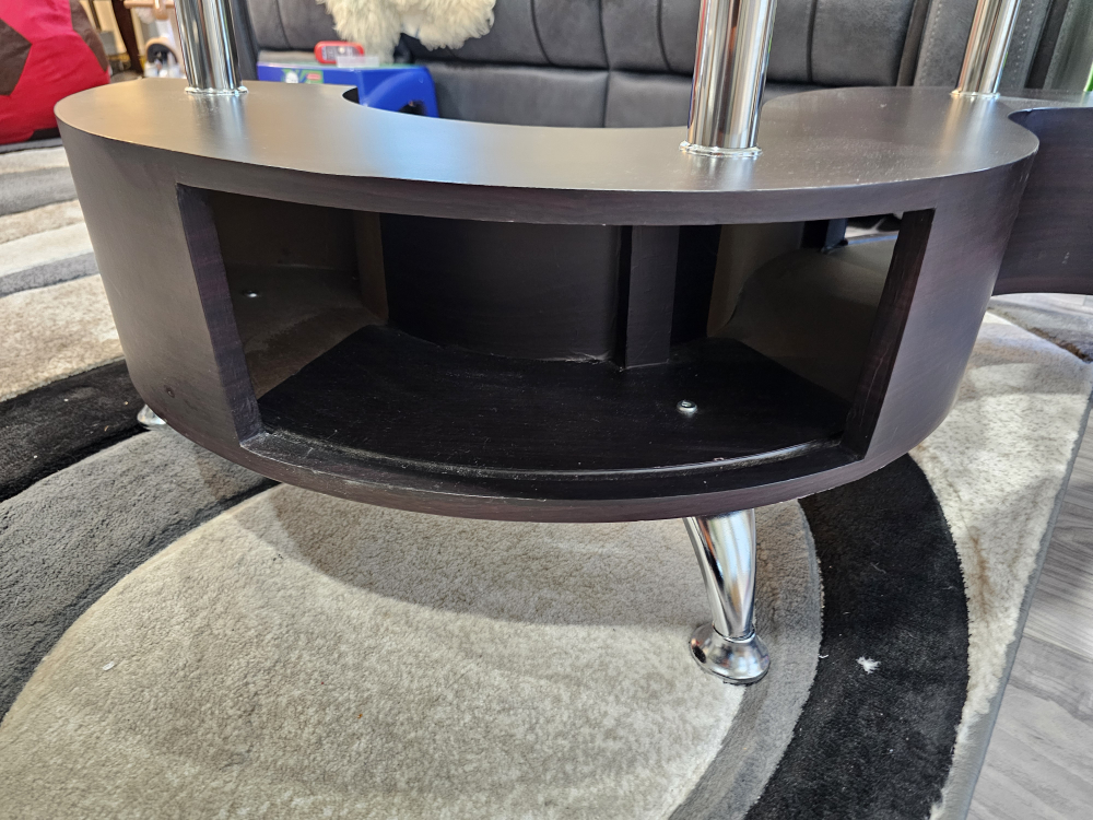 Unique S-Shaped Coffee Table with Glass Top - photo 2