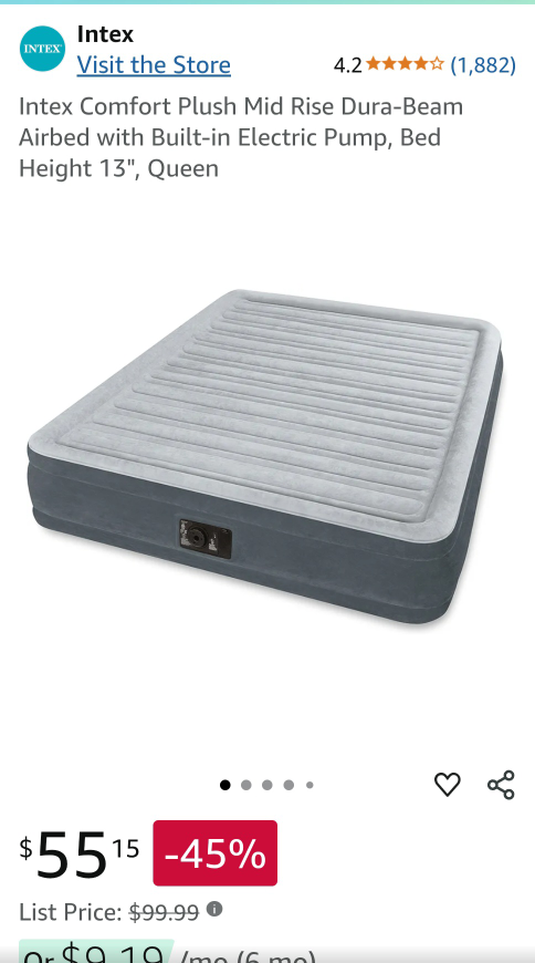 Intex Queen Airbed with Built-in Electric Pump