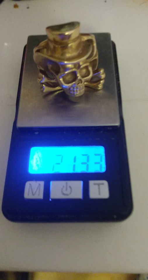 10k Gold Skull Ring with Top Hat - photo 2