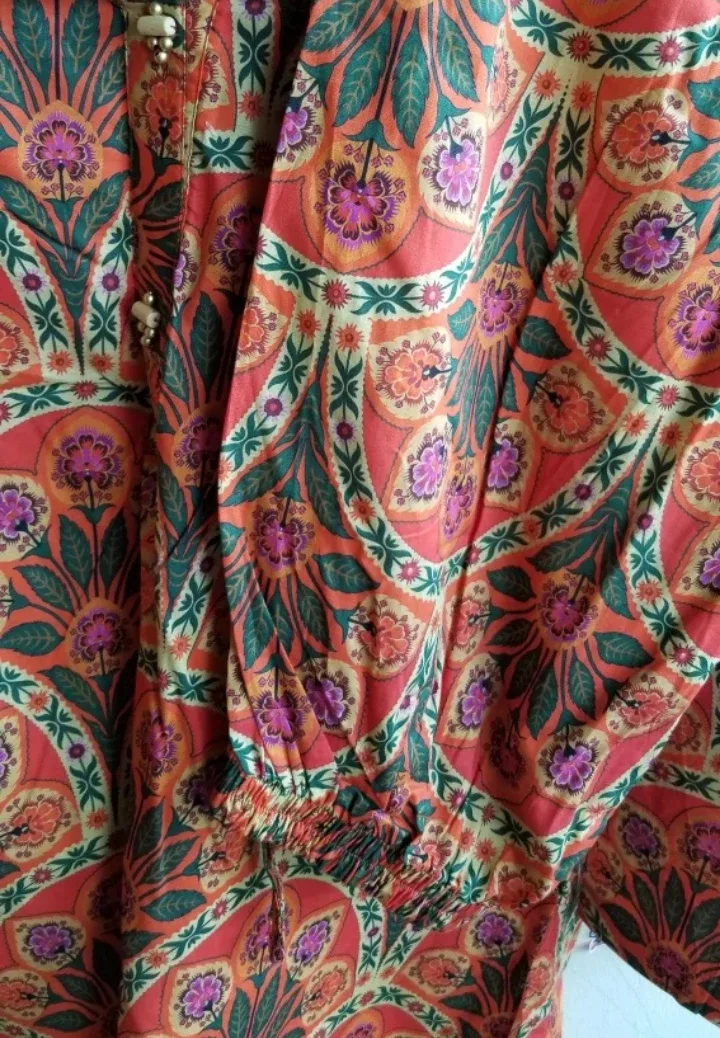 Kaaj Ideas Women's Size Medium Orange Floral 2 piece suit image indicator(5)