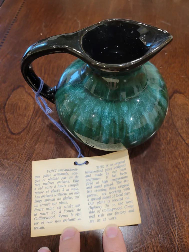 Blue Mountain Pottery - Small Green Pitcher image indicator(2)