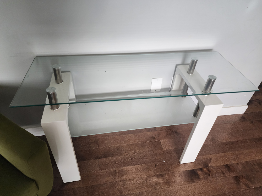 Glass Top Console Table with White Frame - photo 2