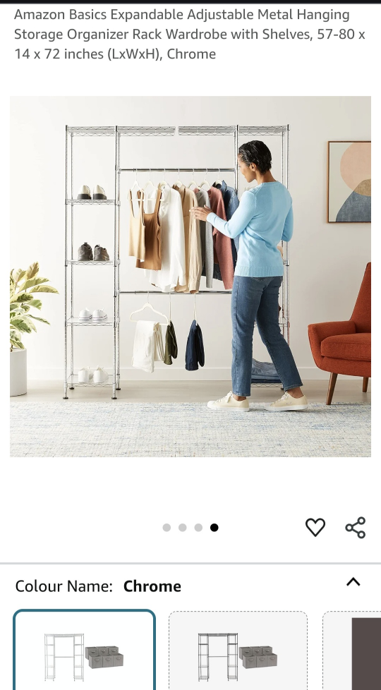 Amazon Basics Expandable Adjustable Metal Hanging Wardrobe - photo 4