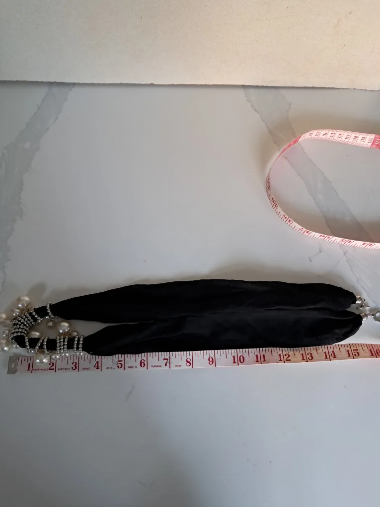 Elegant Black Fabric and Pearl Necklace/choker image indicator(3)