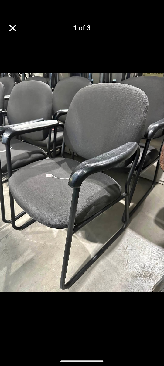 Black Sled Bottom Reception chairs, cloth seat with arms
