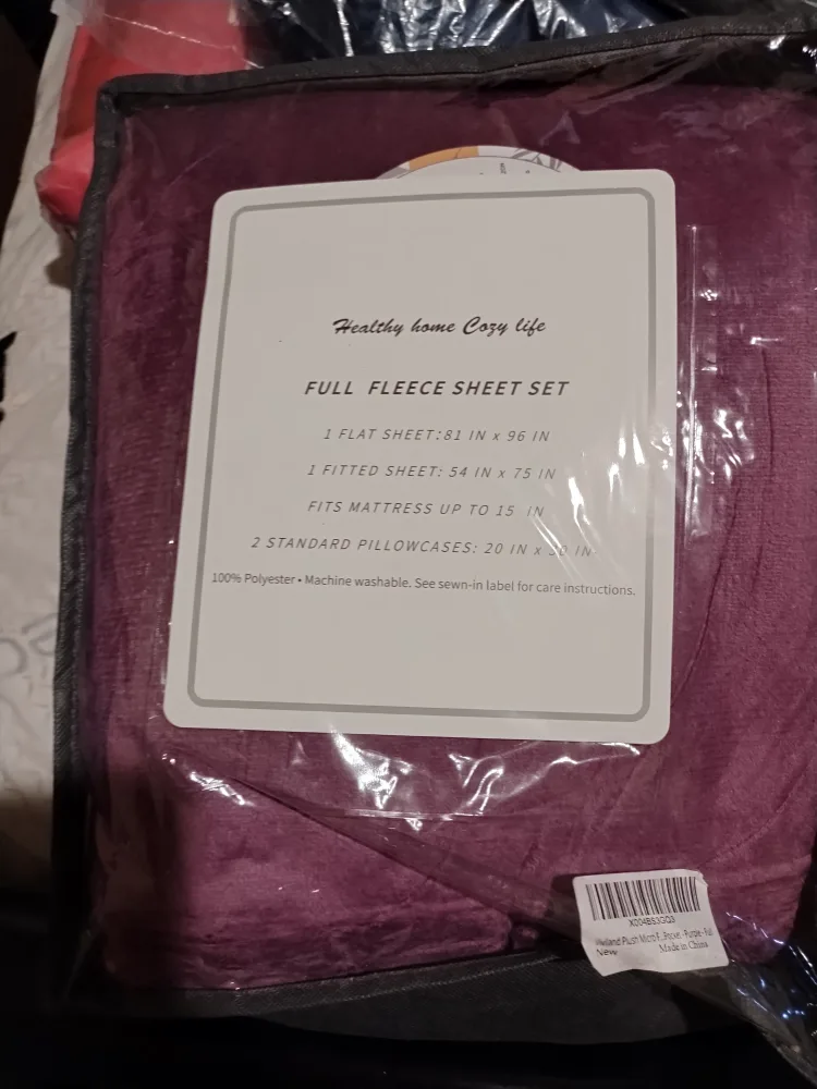 New! Full Size Purple Plush Fleece Sheet Set full/double image indicator(2)