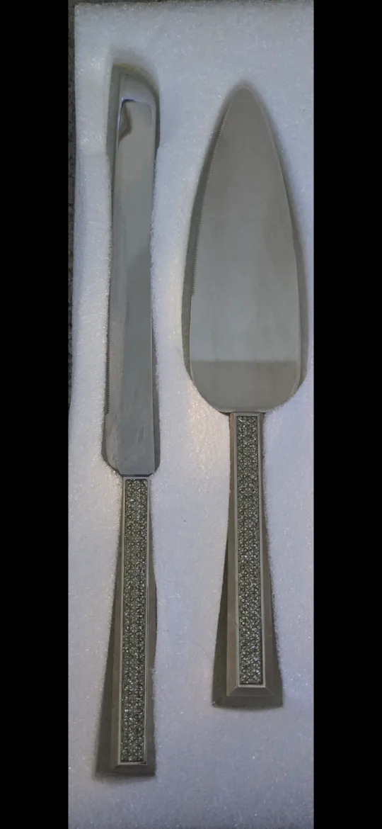 Rhinestone Wedding Cake Knife and Server Set thumbnail