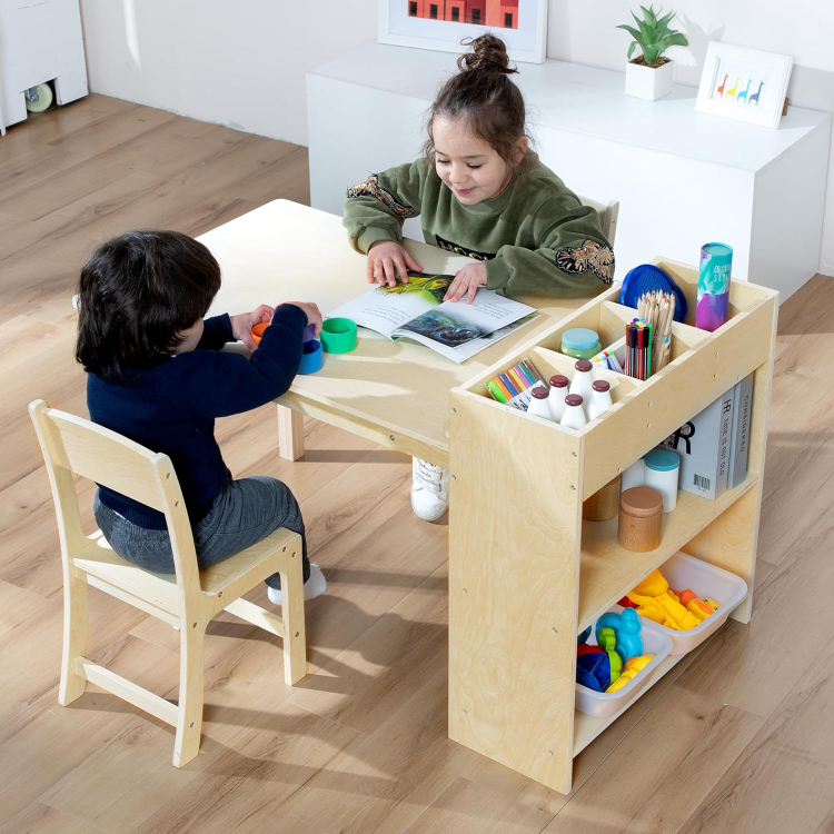 Kids Wooden Table and Chair Set with Storage - photo 4