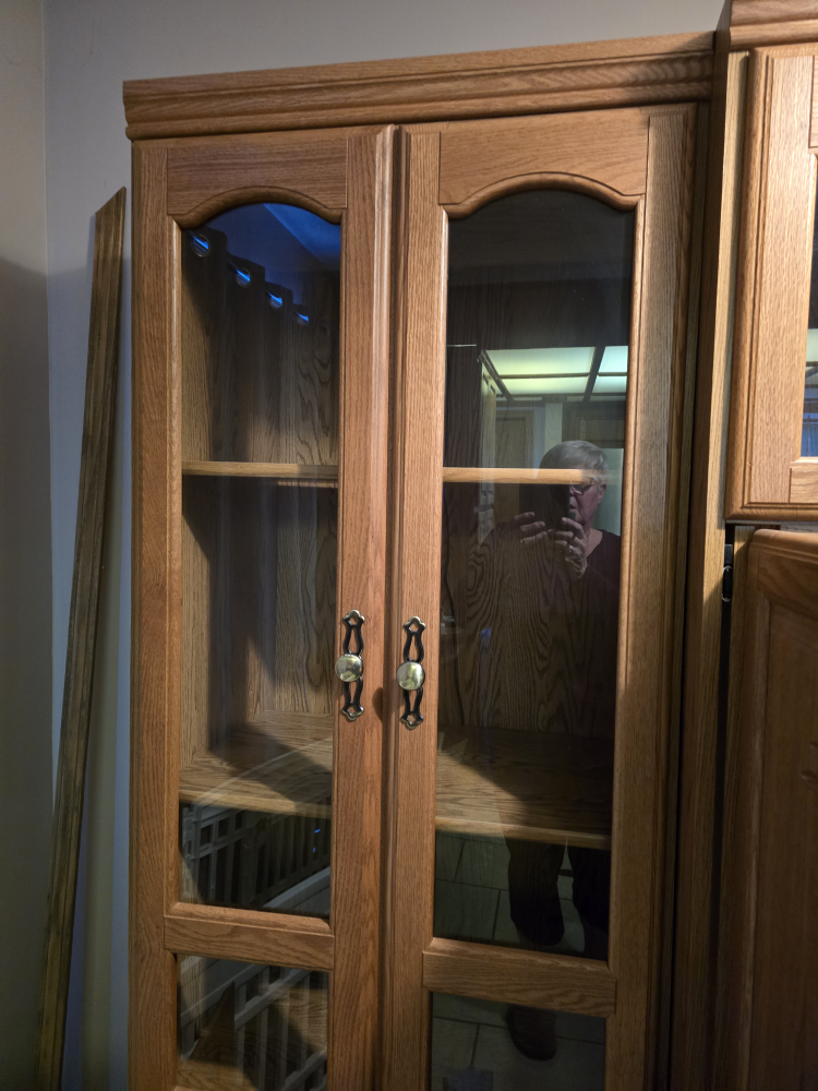 Oak Entertainment Center with Glass Doors - photo 2
