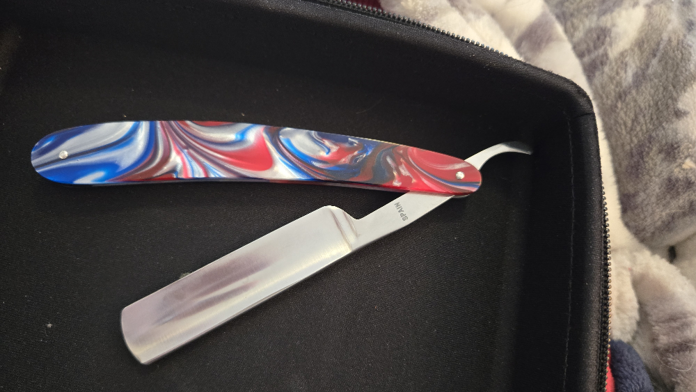 Hen & Rooster Straight Razor with Red, White, and Blue Handle - photo 2