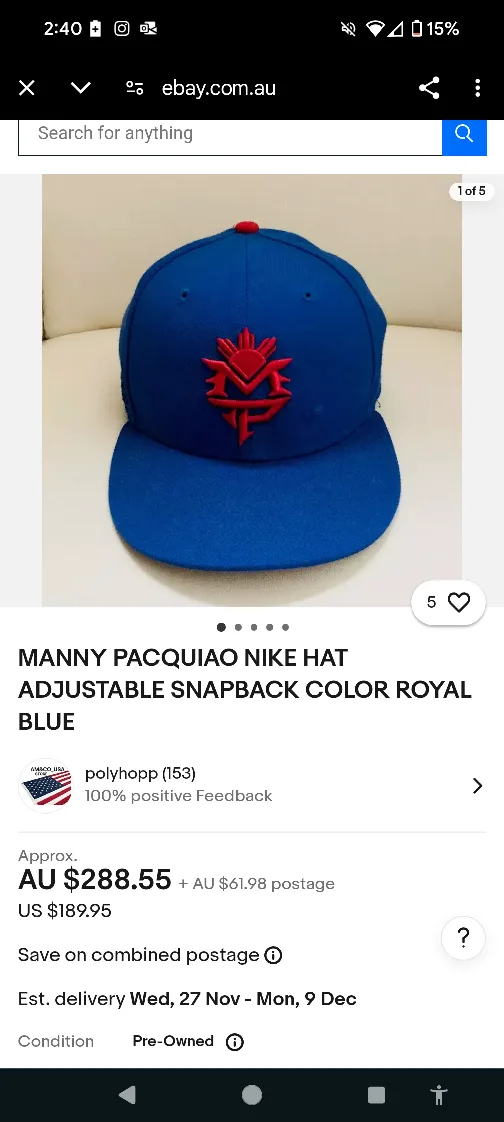 Brand New - Nike True Manny Paquiao Snapback image indicator(5)