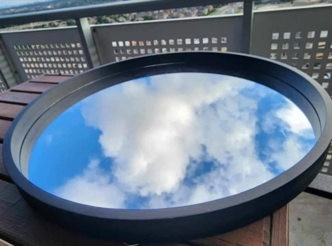 Large Round Black Framed Mirror 21.5in - photo 2