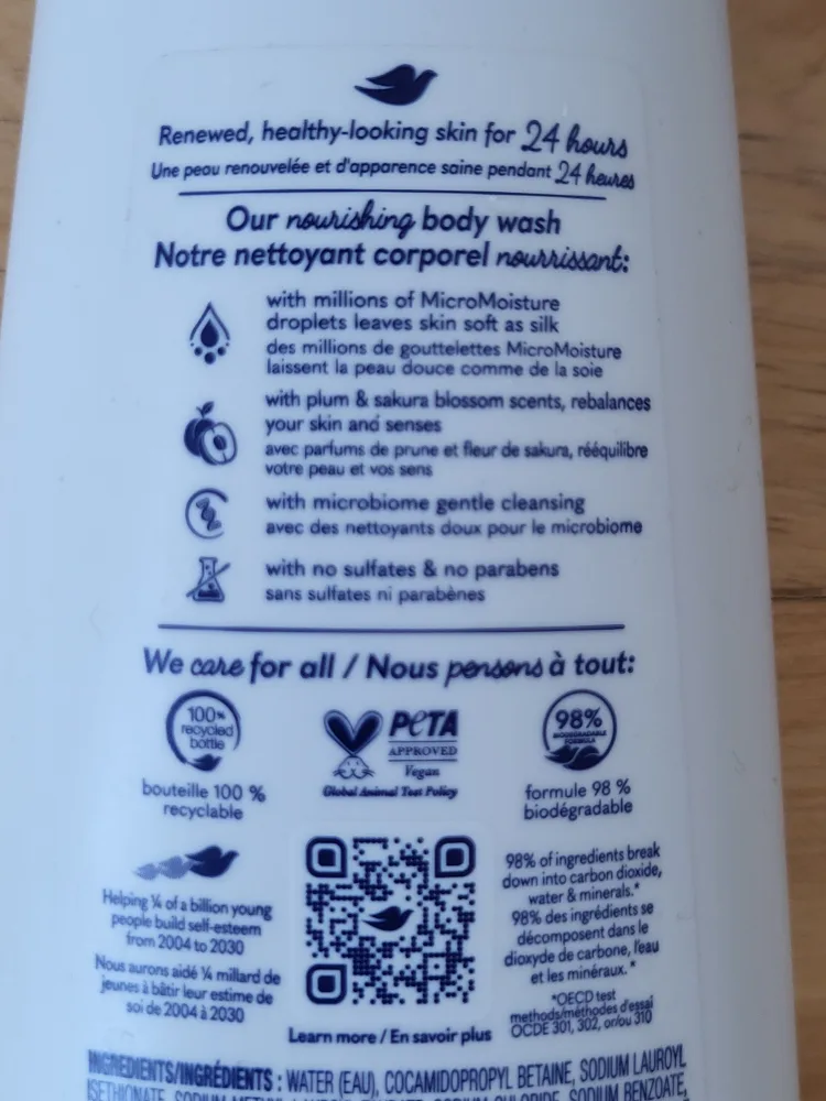 Dove Rebalancing Body Wash Plum & Cherry Blossom 325ml image indicator(3)