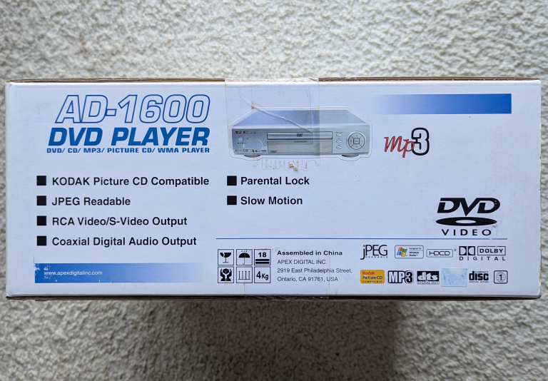Apex Digital AD-1600 DVD Player - New in Box - photo 2