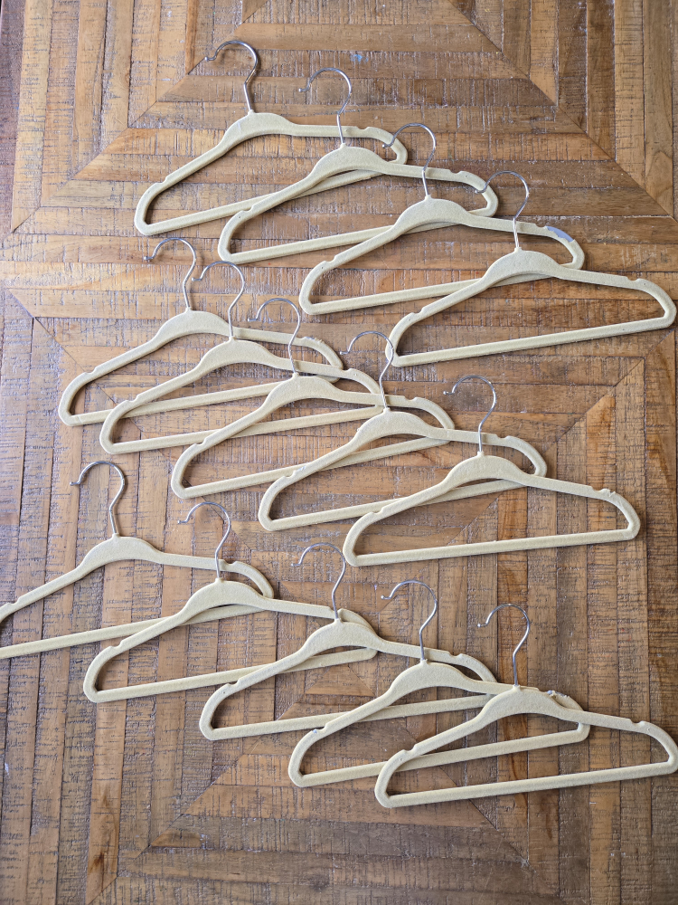 14 Beige Velvet Baby Clothing Hangers
