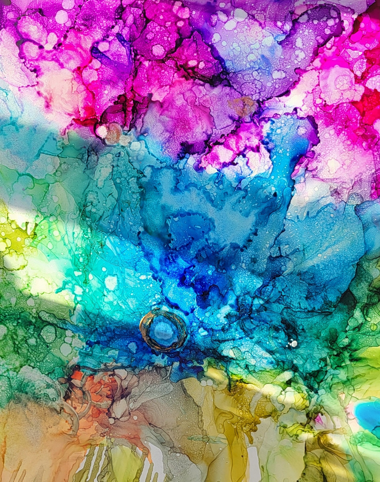 Set of Five Unique Alcohol Ink Paintings