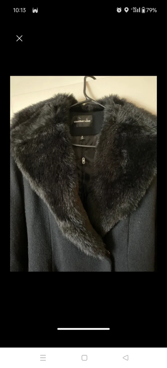 Weather Vane  Women's Black Faux Fur Trim Coat image indicator(2)