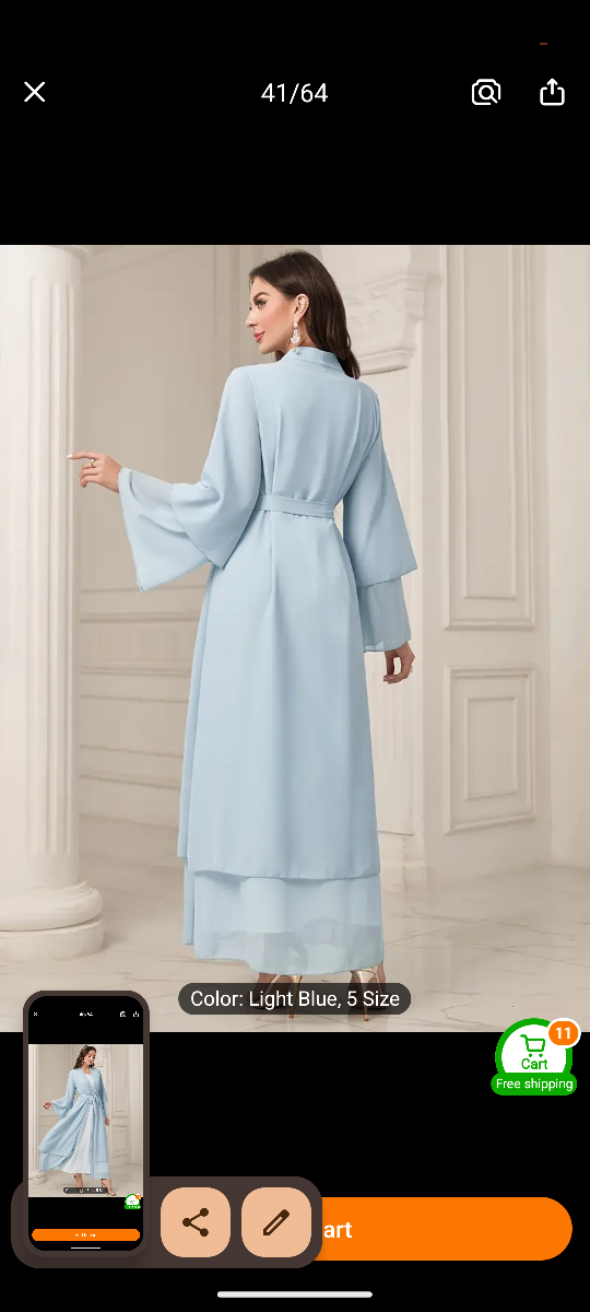 Light Blue Long Sleeve Maxi Dress - photo 2