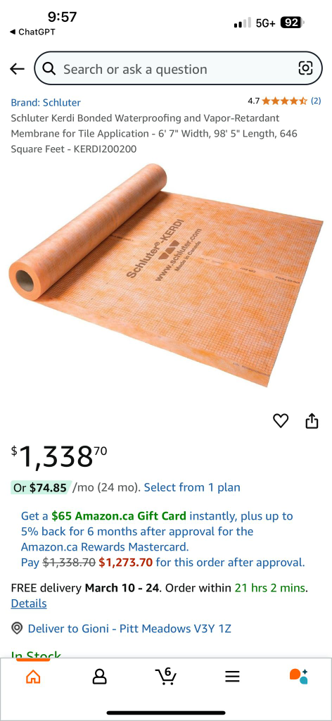 Schluter Kerdi Waterproofing Membrane - 6'7" x 98'5"