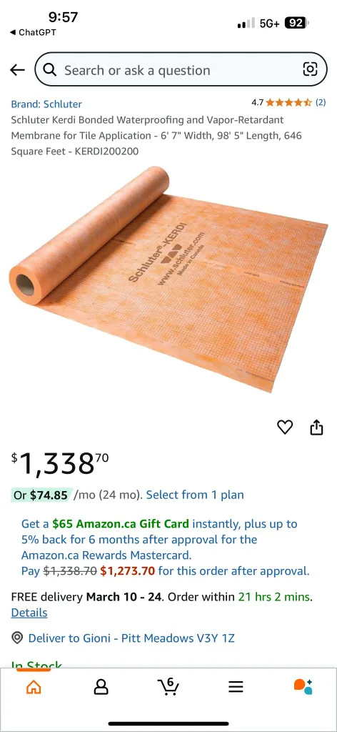 Schluter Kerdi Waterproofing Membrane - 6'7" x 98'5" thumbnail