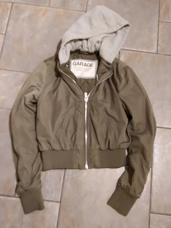 Garage Olive Green Bomber Jacket with Hoodie image indicator(2)