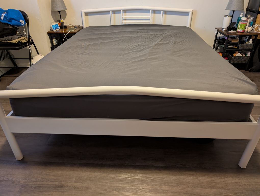 Queen White Metal Double Bed Frame