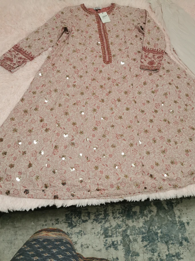 Gorgeous Embroidered Pink and Beige Pakistani Shalwar Kameez