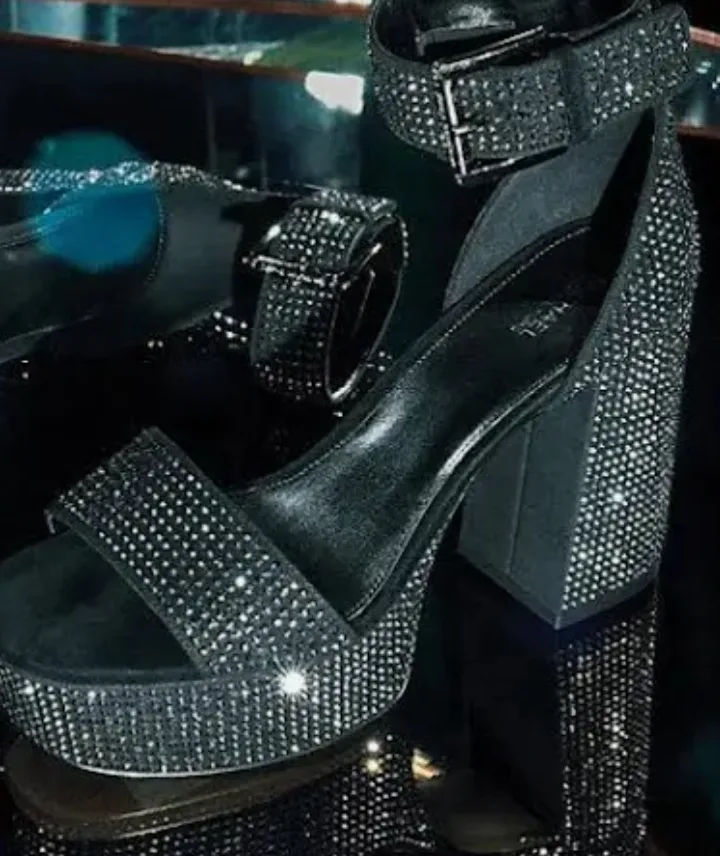 Michael Kors Black Crystal Platform Sandals - Size 8 image indicator(2)