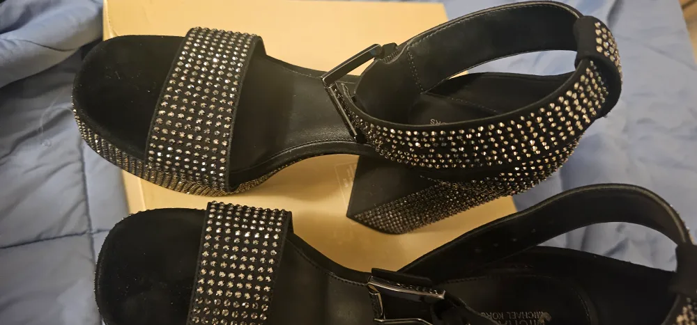 Michael Kors Black Crystal Platform Sandals - Size 8 image indicator(5)