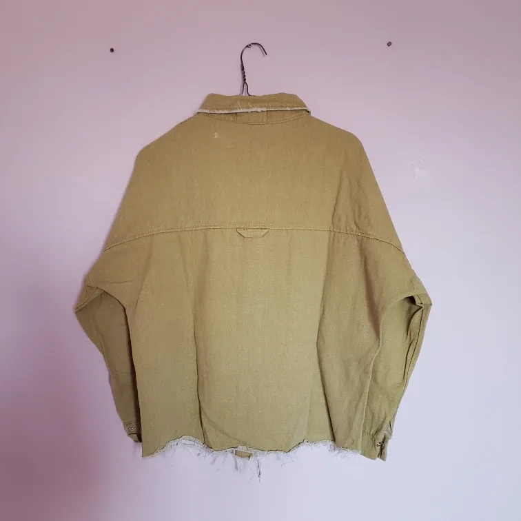 Unisex Mustard Yellow Button-Up Shirt Jacket image indicator(2)