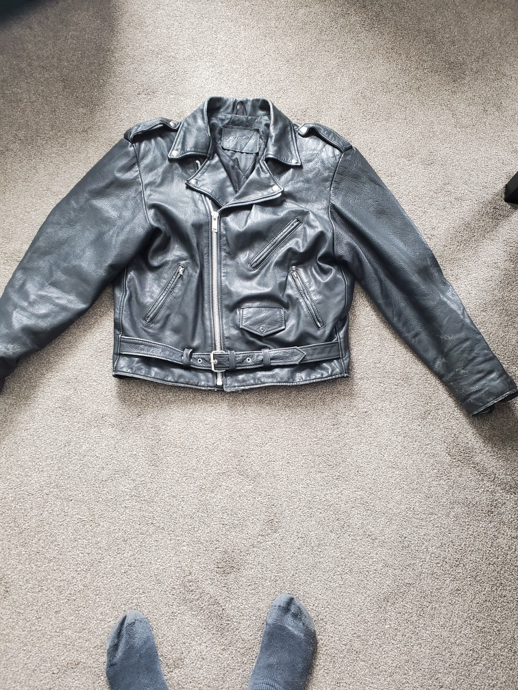 Men's Black Leather Motorcycle Jacket - photo 4