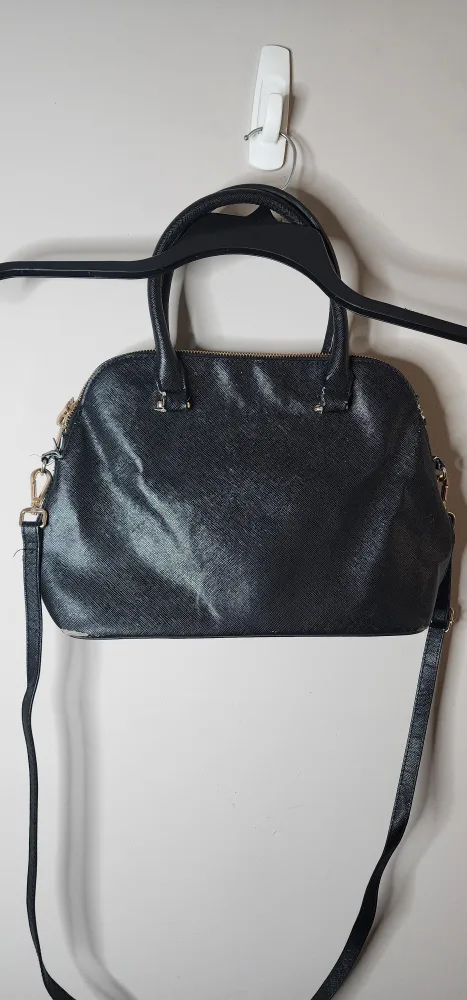 Black satchel handbag with crossbody strap thumbnail