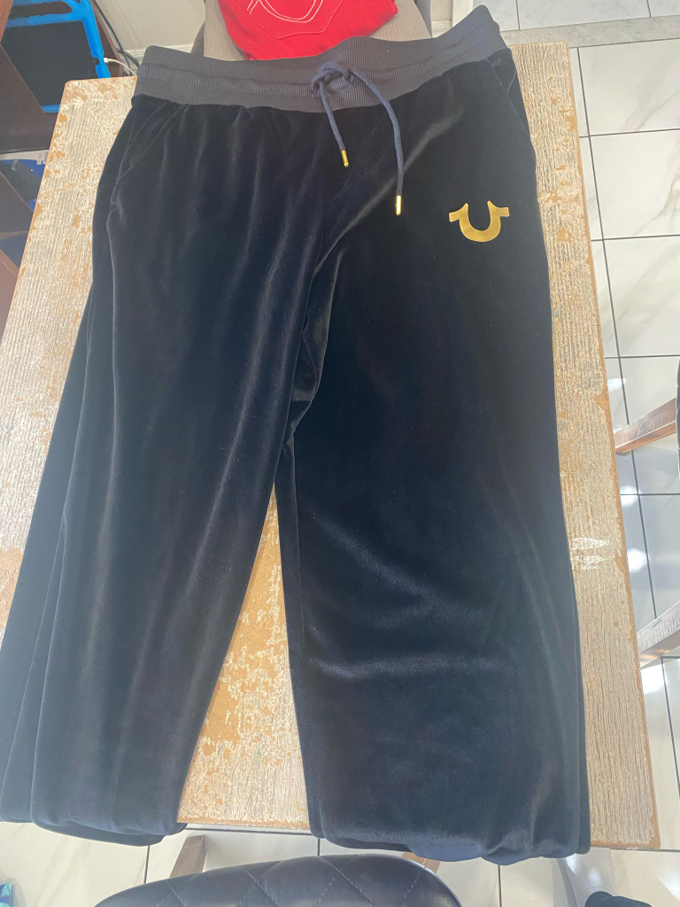 True Religion Black Velvet Joggers - Size Medium