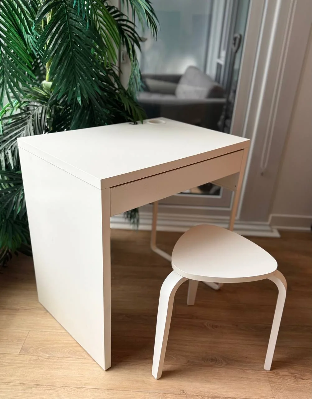 White IKEA Desk with Stool image indicator(2)