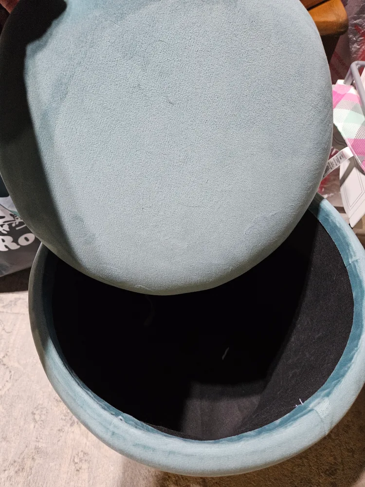 Round Velvet Storage Ottoman with Gold Base image indicator(2)