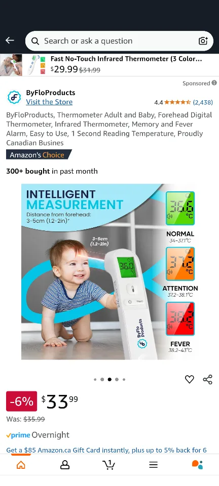 ByFlo Products Infrared Forehead Thermometer - PG-IRT1602 image indicator(7)