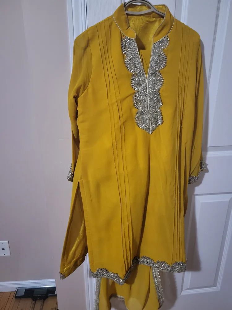 Mustard Yellow Embroidered pant suit thumbnail