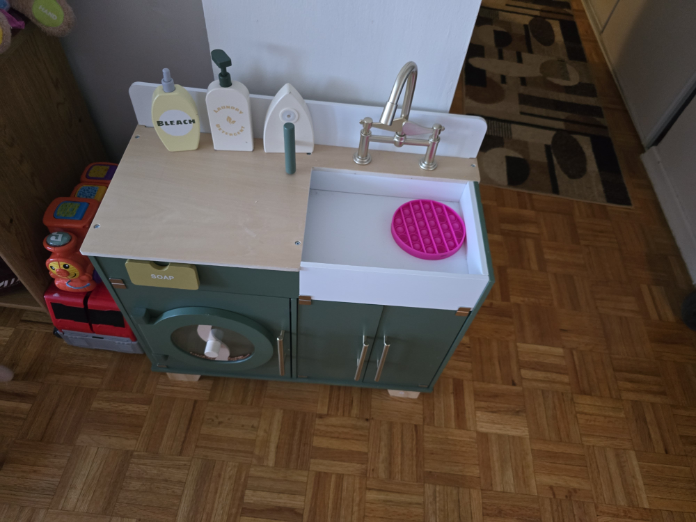 Kids Wooden Play Kitchen Set with Sink and Washer
