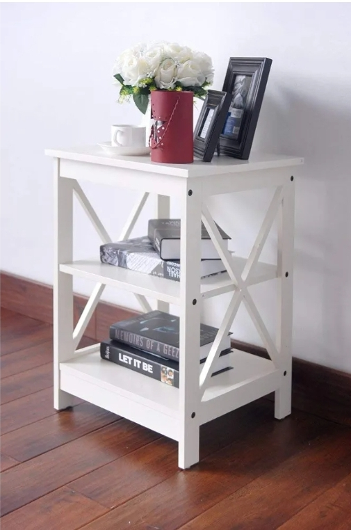 End Table - White, 3 Tier