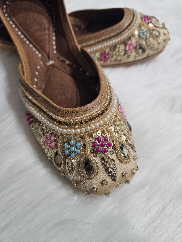 Beautiful beaded and embellished beige flats