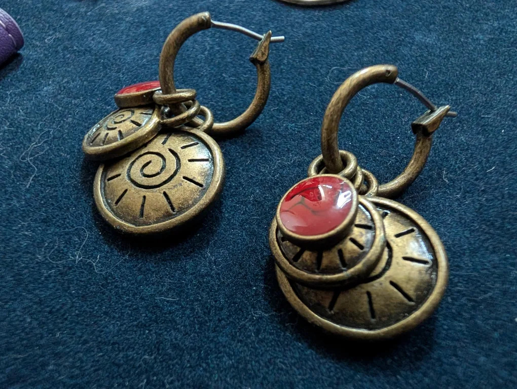 Silver and bronze color Hoop Earring each for 6, both for 10! image indicator(2)