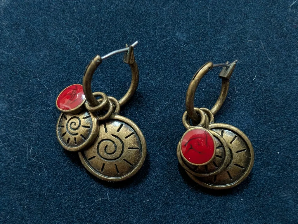 Silver and bronze color Hoop Earring each for 6, both for 10! image indicator(4)