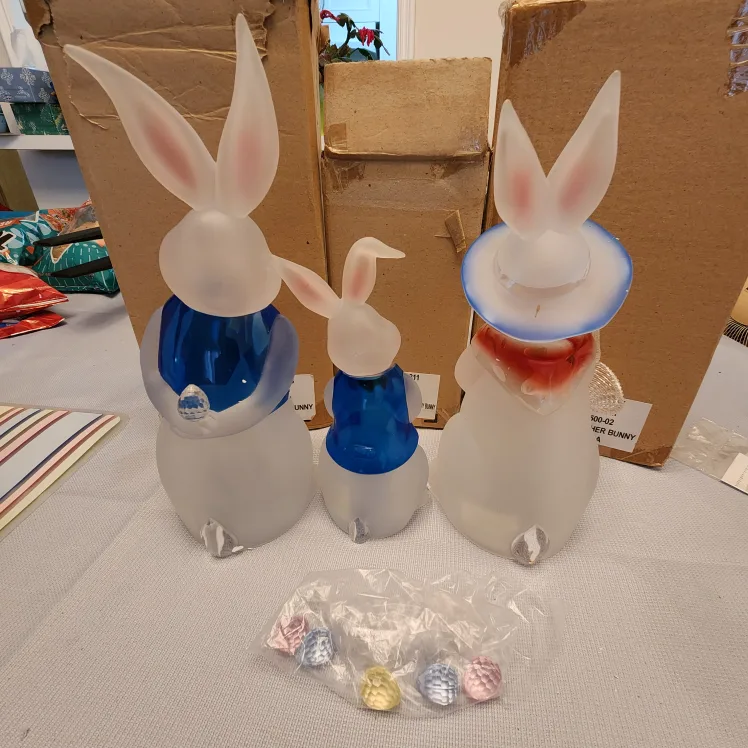 Set of three frosted acrylic Easter bunnies midwestcannon falls thumbnail
